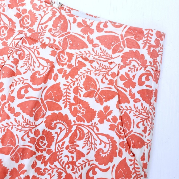 Anthropologie Odille Orange White Pleated Skirt - Picture 3 of 6